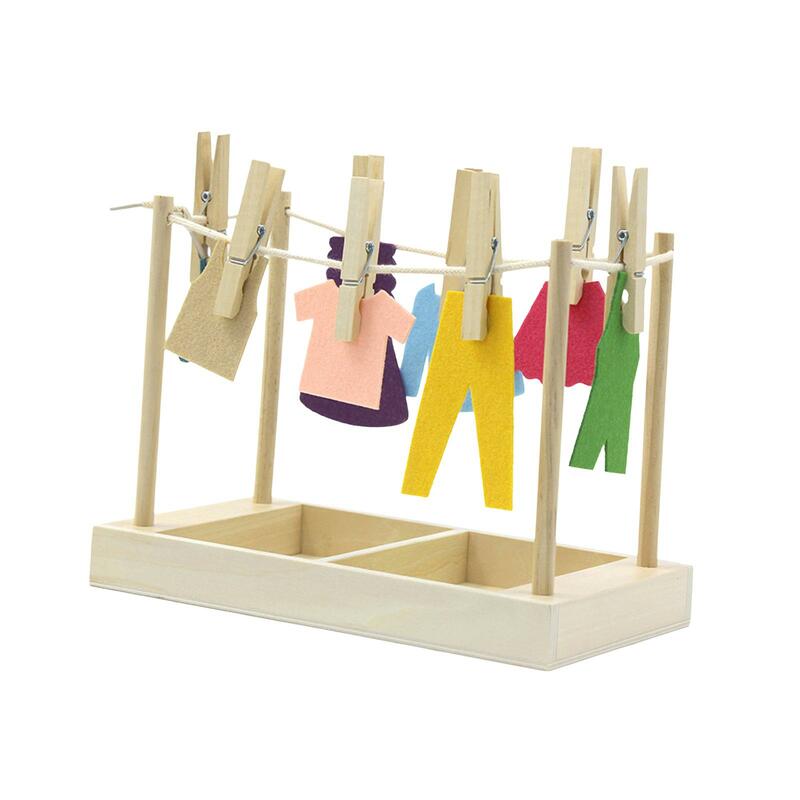 Hanging Clothes Pretend Play Color Recognition Drying Clothing for Kids Baby