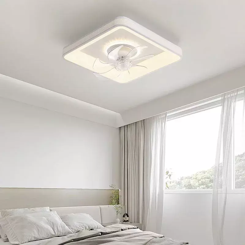 Plafonnier LED avec ventilateur intégré et télécommande, design moderne, luminaire décoratif de plafond, idéal pour une chambre à coucher, un salon ou une salle d'étude