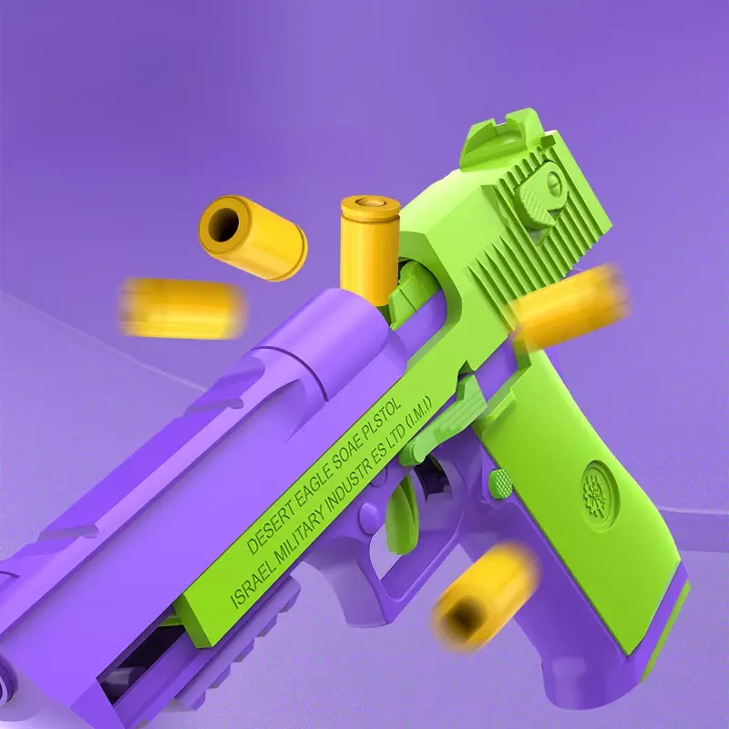 Descompressão automática rabanete arma brinquedo para meninos, Desert Eagle 2011 Pistola, ejeção contínua de casca, revólver pendurado vazio, presente