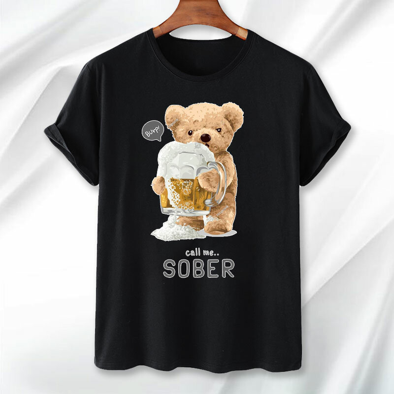 Kaus beruang Teddy bir kaus pria grafis beruang Teddy lucu kaus cetak kutipan beruang Teddy inspirasional musim panas