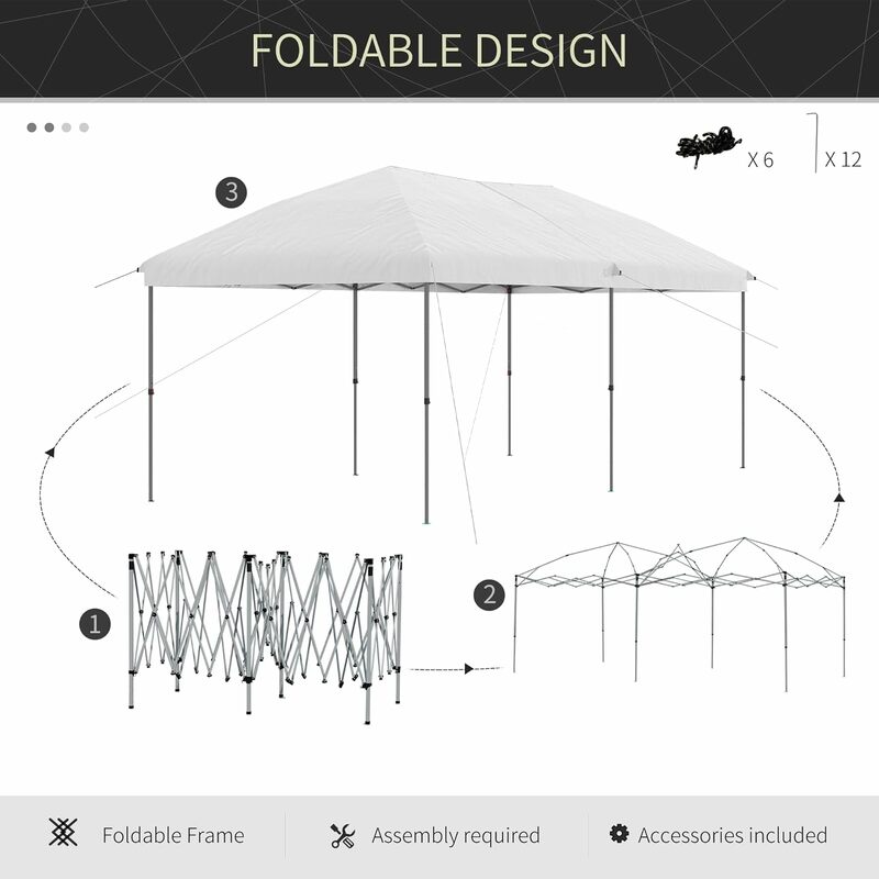 Pop Up Canopy Tent with Steel Frame, 3-Level Adjustable Height,Storage Bag, Instant Sun Shelter Event Tent for Garden,Off-White