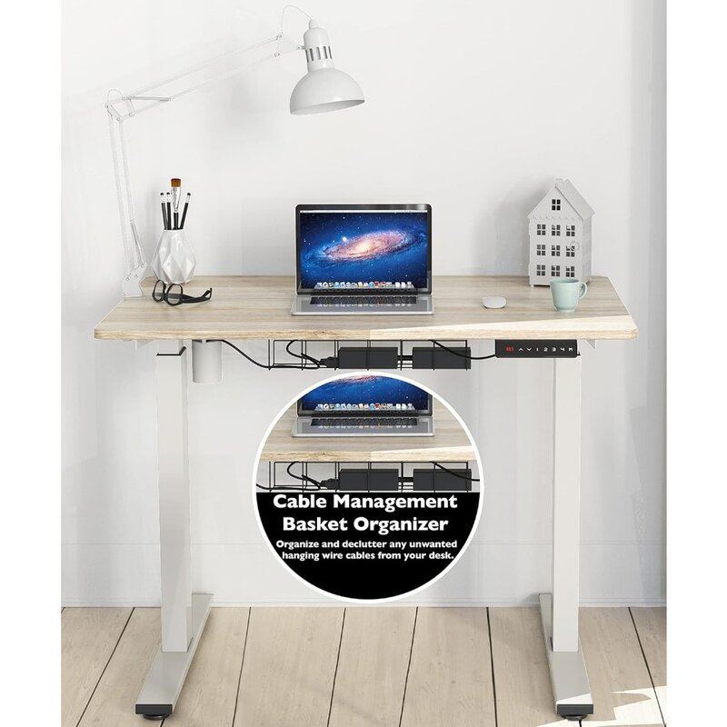 Memory Preset Electric Height Adjustable Standing Desk, 40 x 24 Inches, Maple
