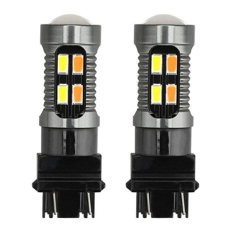 2X ไฟ LED สีคู่ T25 3157 P27-7W 5630 20SMD สีเหลืองอำพัน B