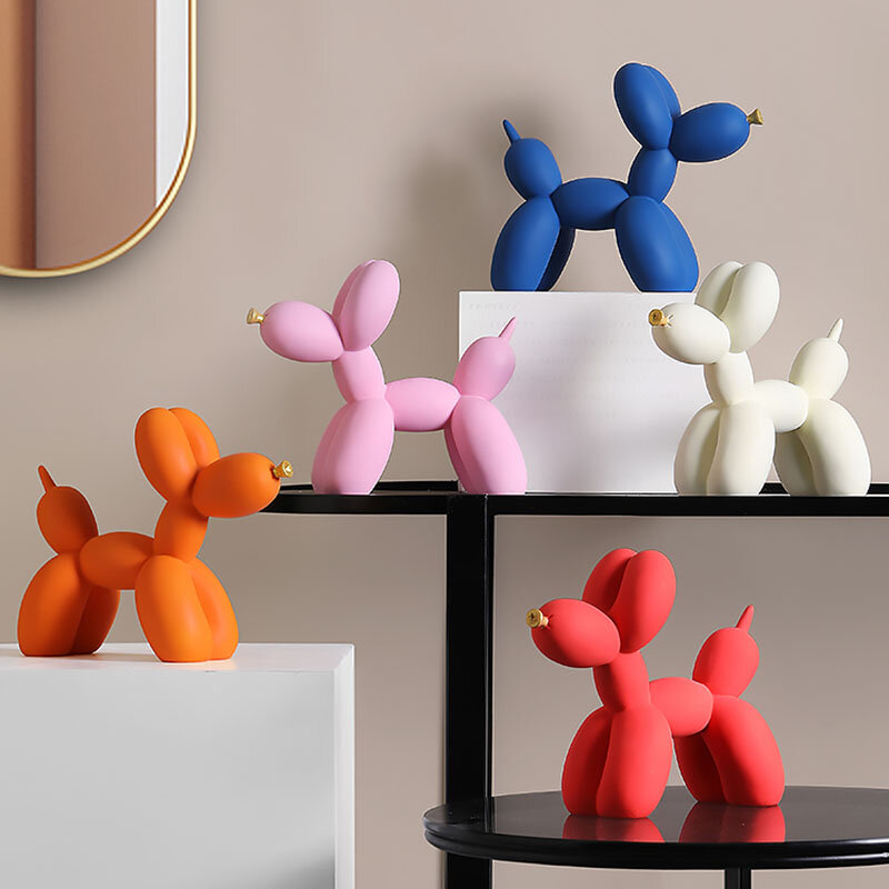 Northeuins Nordic Balloon Hond Beeldjes Voor Interieur Hars Doggy Huis Entree Woonkamer Desktop Decoratie Accessoires Geschenken