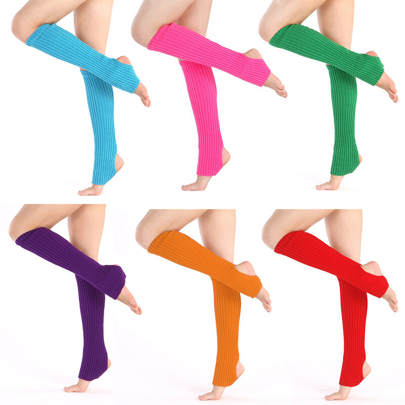 1Pair Knitted Leg Warmers Boot Socks For Women Body Cover For Gym Fitness Dance Sports Protection Winter Warm Solid Yoga Socks