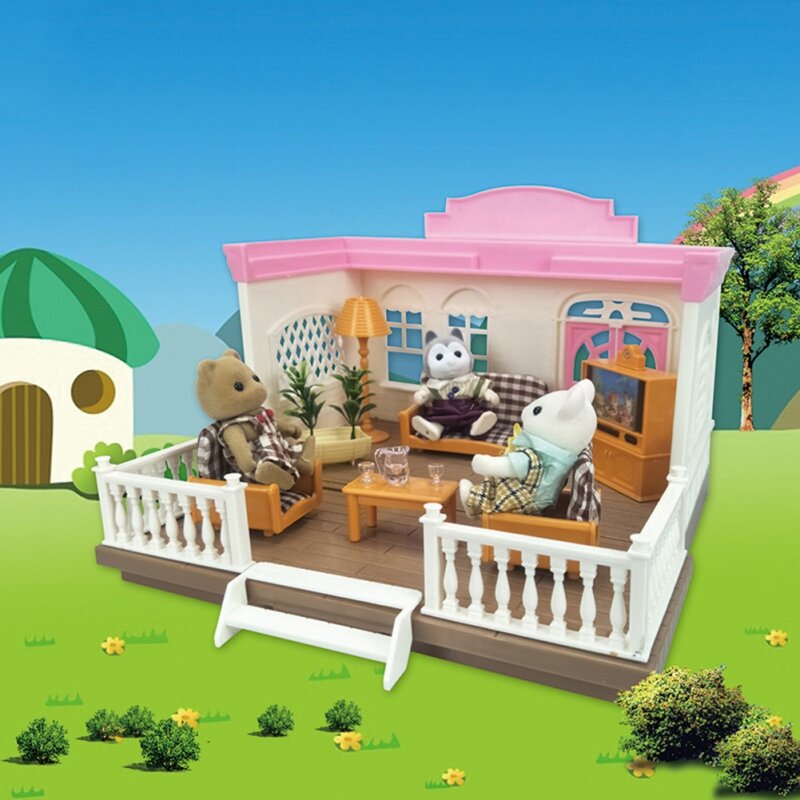 Forest Animal Villa Set Diy Toy Simulation Furniture Bedroom Set Halloween Toy Girl Play House Toys Family Model Children Gifts