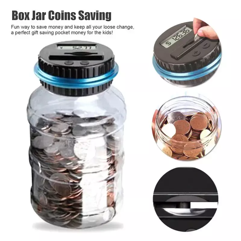 Safe Home Decoration Electronic Digital LCD Counting Coin Coin Storage Box Piggy Bank Coin Storage Dollar Euro Money Box