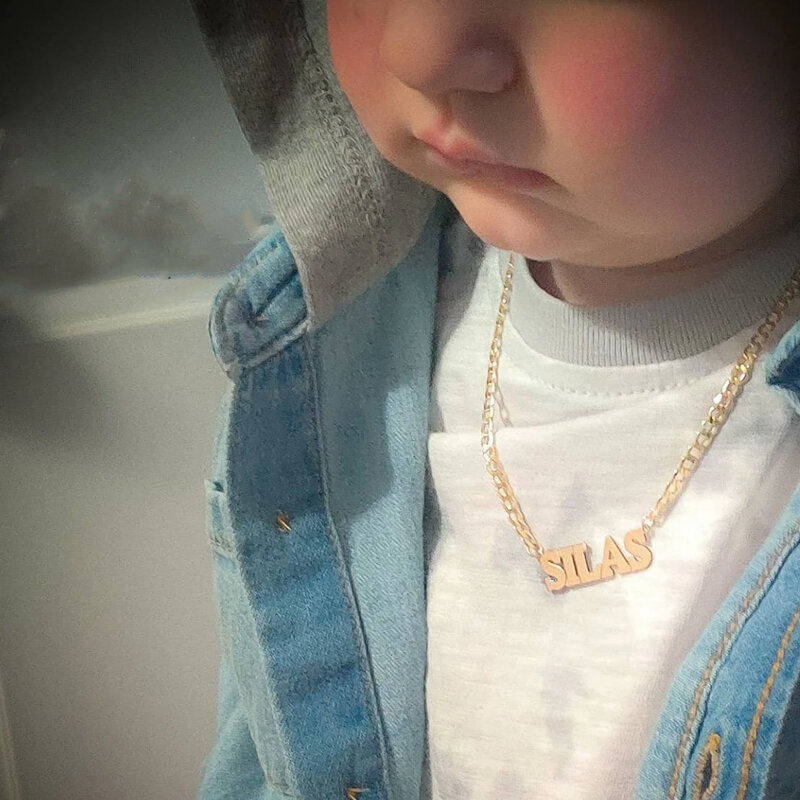 Крутое детское ожерелье с именем на заказ, 4 мм, кубинская цепь в стиле панк-рок, красивый мальчик, девушка, кулон-табличка с именем ожерелье в подарок на день рождения