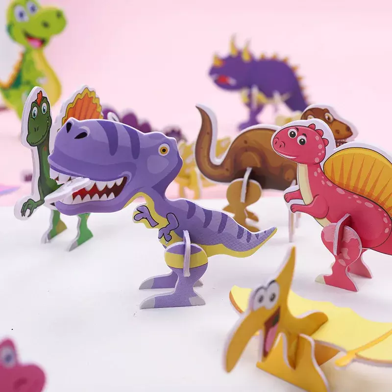 子供のための3次元の小さな紙パズル、かわいい漫画恐竜の形、教育玩具