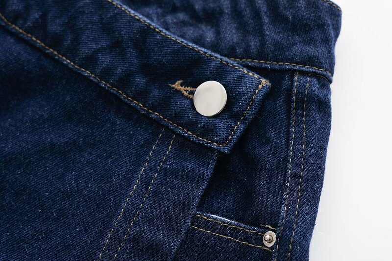Женская джинсовая юбка, повседневная короткая юбка с боковым карманом и высокой талией, на пуговицах