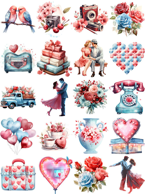 12 Stks/pak Vintage Valentijnsdag Sticker Diy Craft Scrapbooking Album Junk Journal Decoratieve Stickers
