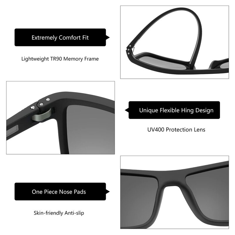 Moda zenottyczna spolaryzowane okulary przeciwsłoneczne odcień dla kobiet mężczyzn lekkie TR90 ramki UV400 kwadratowe okulary przeciwsłoneczne 2024 2023