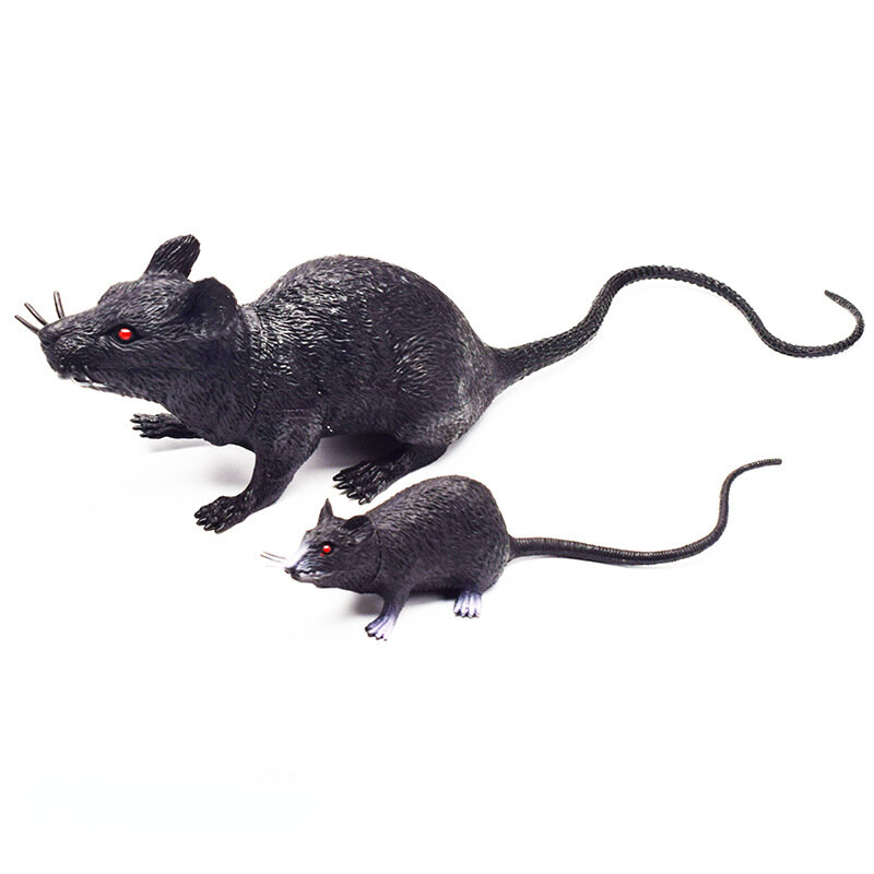 Mouse simulasi hitam abu-abu putih plastik Model pengerjaan halus menakut-nakuti teman Playthings hadiah Halloween Terbaik Untuk Teman