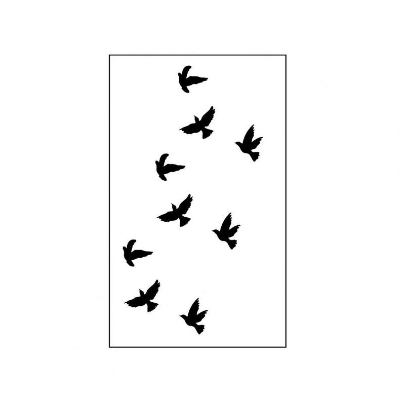 Stiker tato Hitam Seni Tubuh Seksi dapat dilepas untuk uniseks tahan air uniseks Transfer burung terbang untuk uniseks