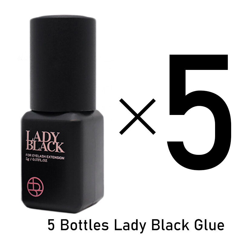 5 Bottles Lady Black Lash Glue Korea Dry Fastest Strongest False Eyelash Extensions Glue 5ml Makeup Tools Professional Adhesive