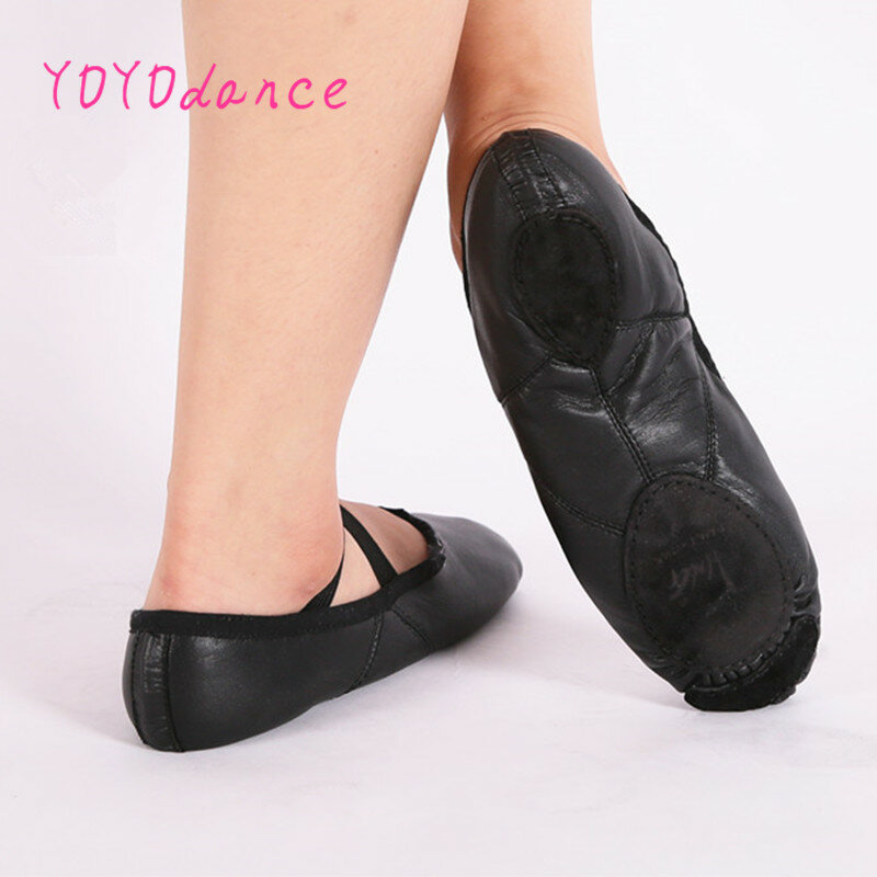 Plana dupla de couro elástico para mulher yoga zapatos de punta apatillas rosa preto ballet sapatos