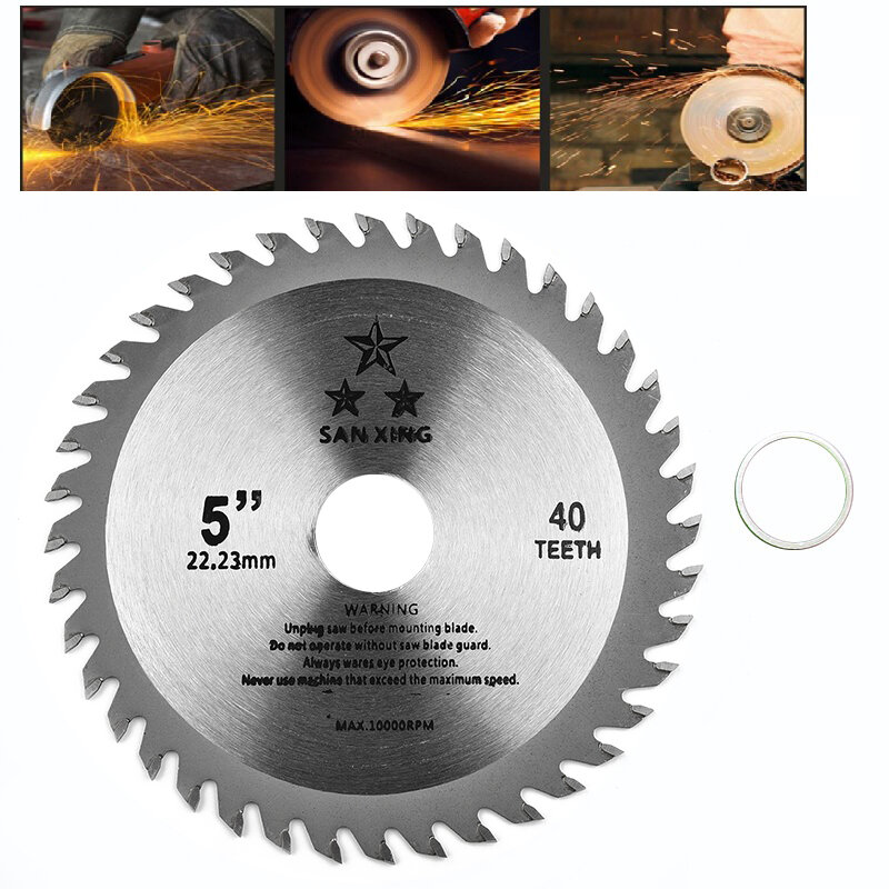 Mini lâmina de serra circular para madeira, plástico e metal Rotating Cutting Tool, 40 peças de dentes, 5in, 125mm