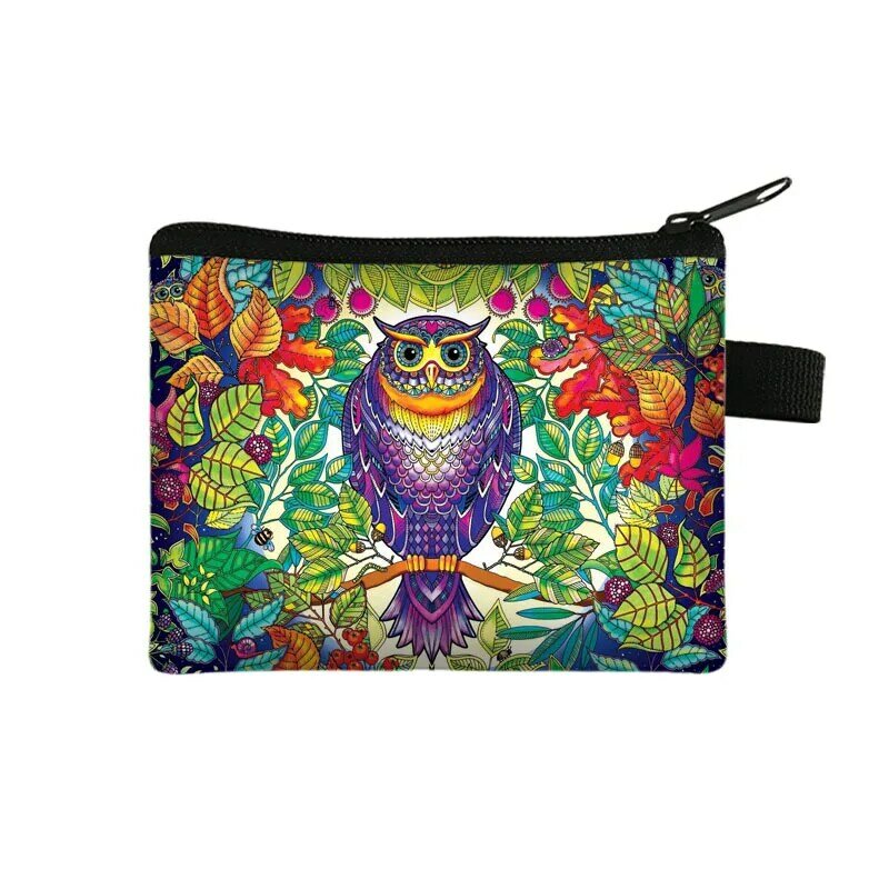 Cartoon Animal Owl Zero Wallet borsa per carte portatile da donna borsa per chiavi a mano borsa a mano borsa quadrata portamonete Mini borsa Pochette