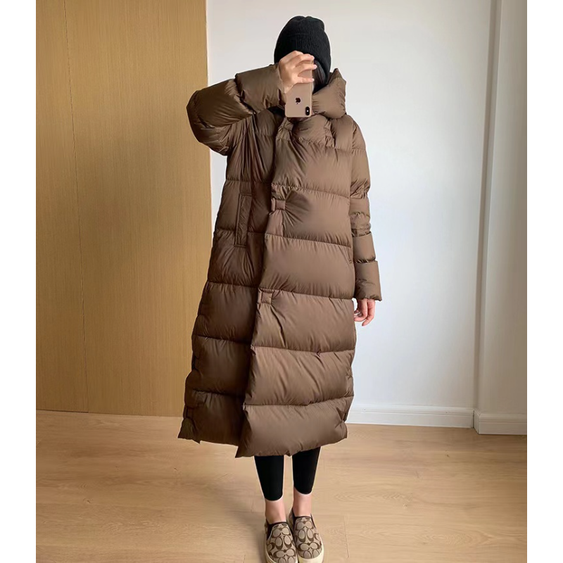 Jaket panjang bebek untuk wanita, mantel musim gugur dan musim dingin, topi Wizard populer, 90 White Duck, Fashion, 2024