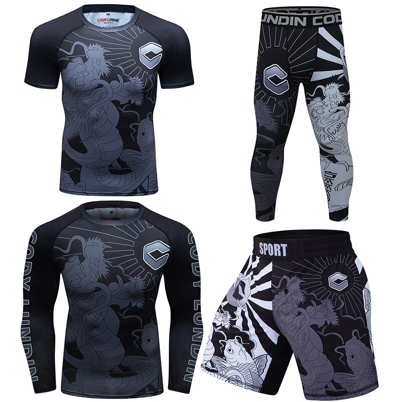 Cody Compression abbigliamento Fitness Training kit Leggings tuta sportiva da uomo MMA rash guard abbigliamento sportivo maschile ad asciugatura rapida