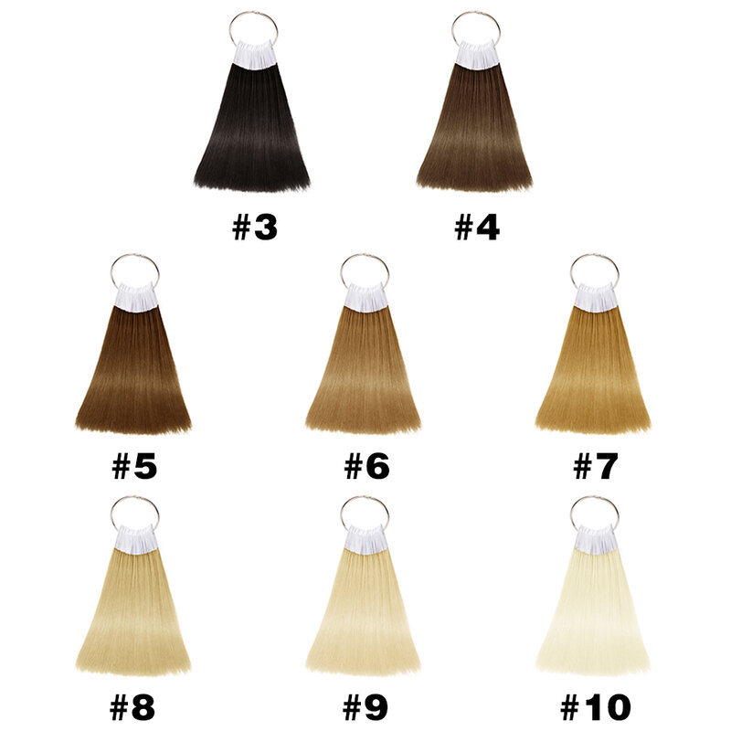 Wykres farbowania kolorowe pierścienie włosów ludzkich YOKAS dla pasm w kolorze do przedłużania włosów dla fryzjera 30 sztuk/zestaw pasm do testów włosów