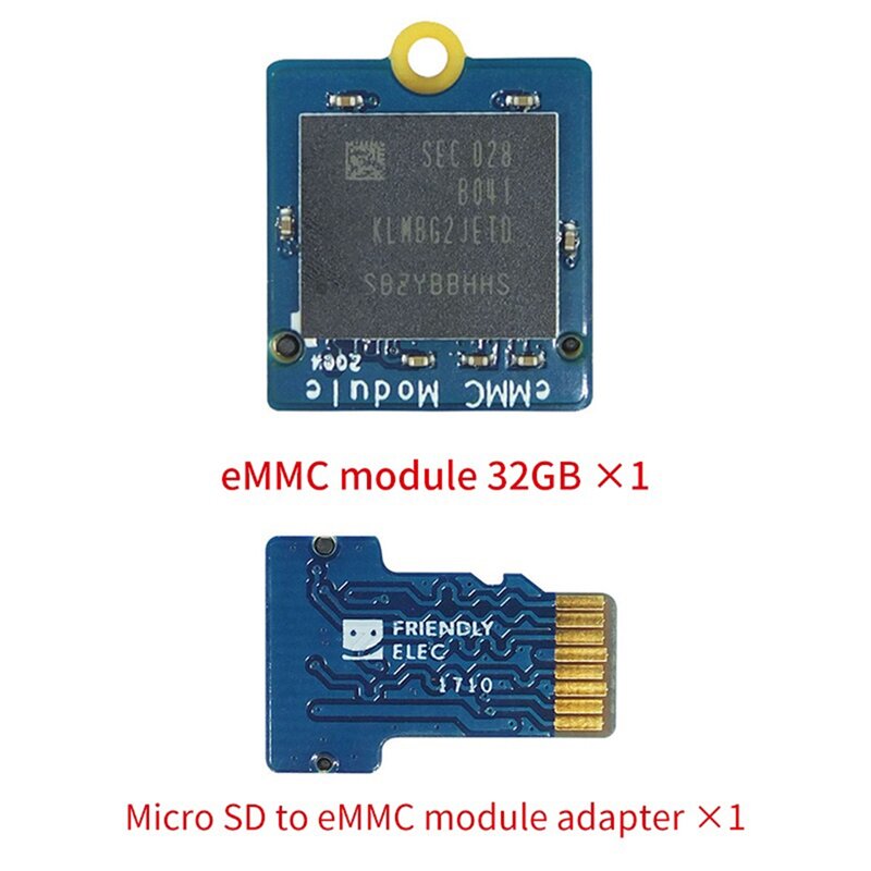 Modul EMMC dengan adaptor EMMC belok mikro-sd yang kompatibel T2 untuk Nanopi K1 K2 M4 Aksesori NEO4 (32GB)