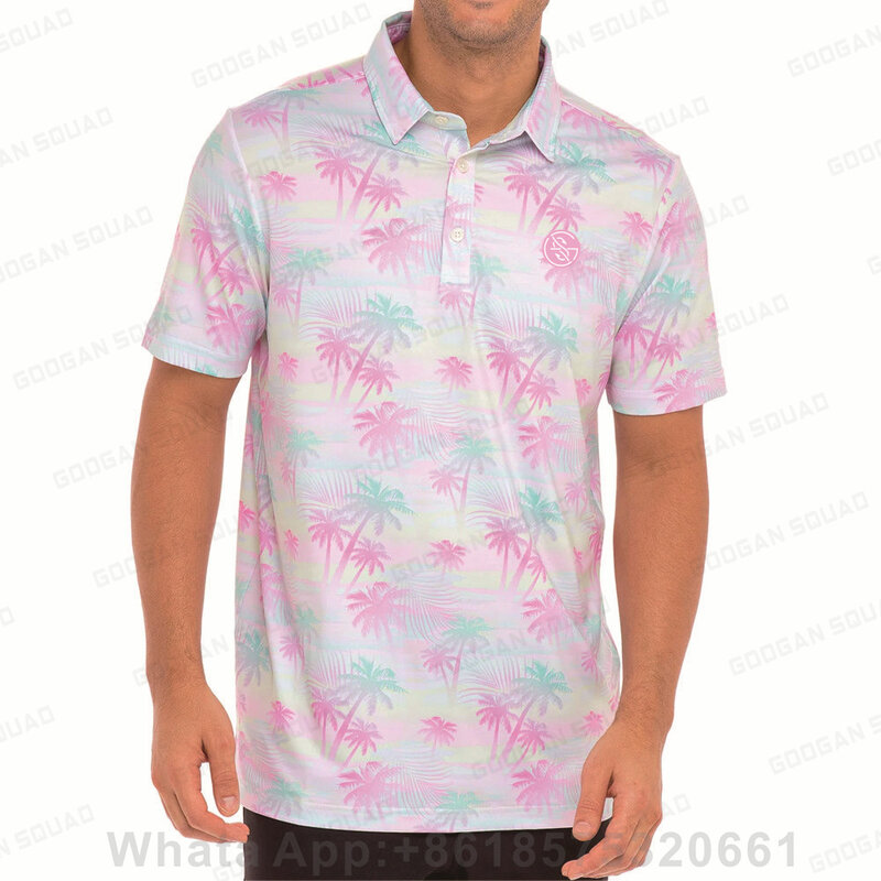 Golf Polo Shirt Men Short-sleeved Printed Trendy Sports Shirt Summer Outdoor Casual Streetwear Lapel Button Polo T-shirt 2023