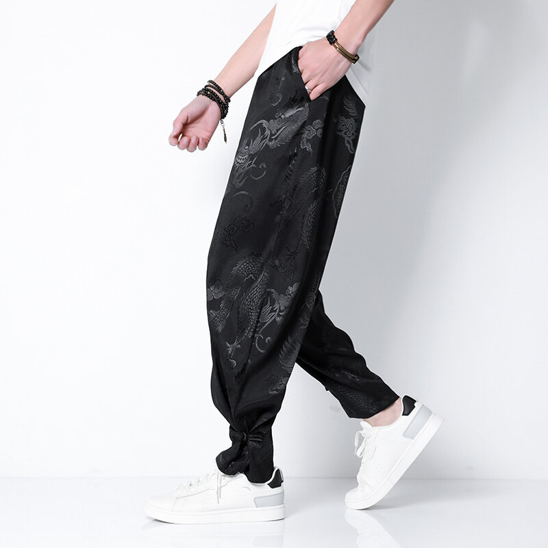 Letnie męskie spodnie z szerokimi nogawkami w stylu Harajuku w stylu Vintage spodnie męskie spodnie dresowe na co dzień luźne męskie spodnie do joggingu nowa, w stylu Streetwear