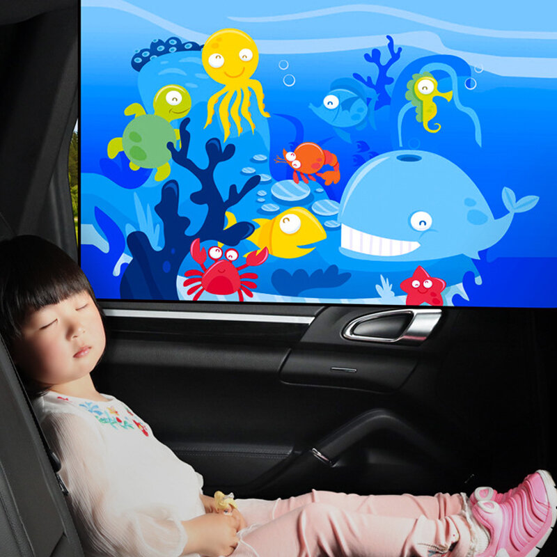 자동차 창문 햇빛가리개 커버 마그네틱 커튼, 만화 범용 사이드 윈도우 햇빛가리개, 어린이 아기용 UV 보호