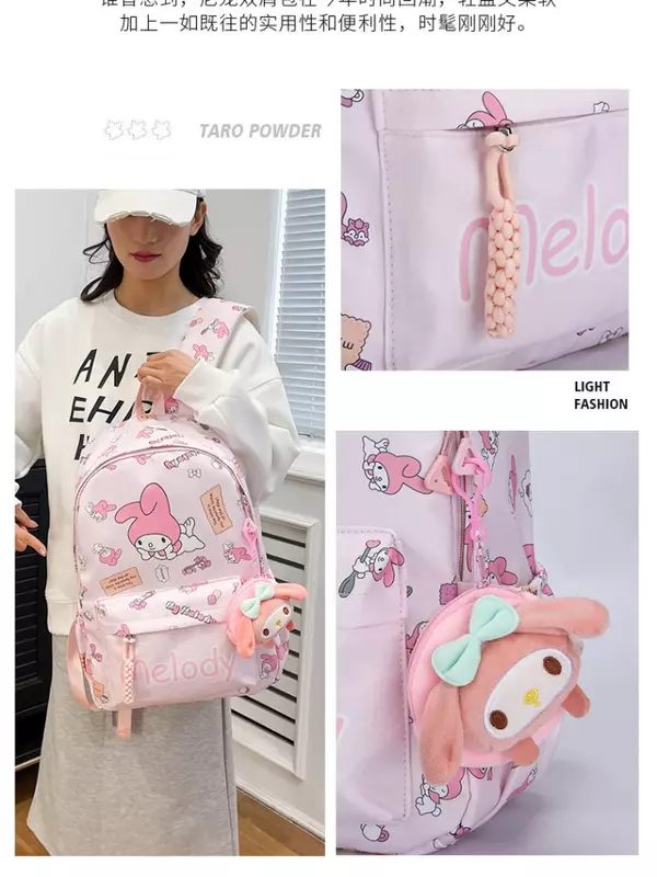 Hello Kittynewstudent-mochila escolar de dibujos animados para mujer, bonita mochila de gran capacidad, ligera, para estudiantes de secundaria