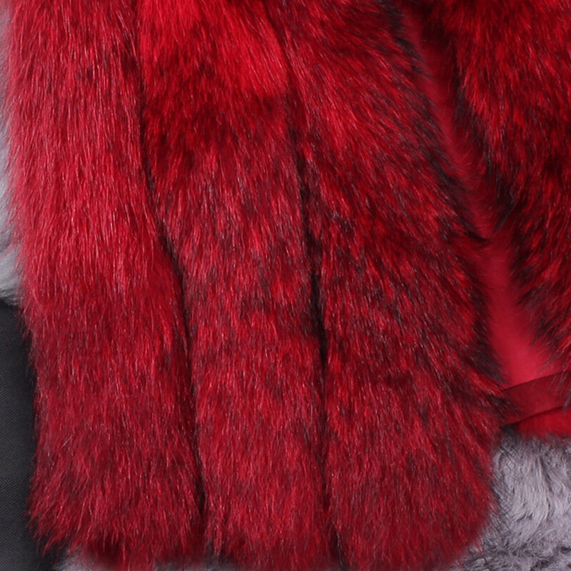 Big Fox Fur Long Vest Solid Color Autumn and Winter New Faux Fur Vest Vest Women's Waistcoat Fur Coat