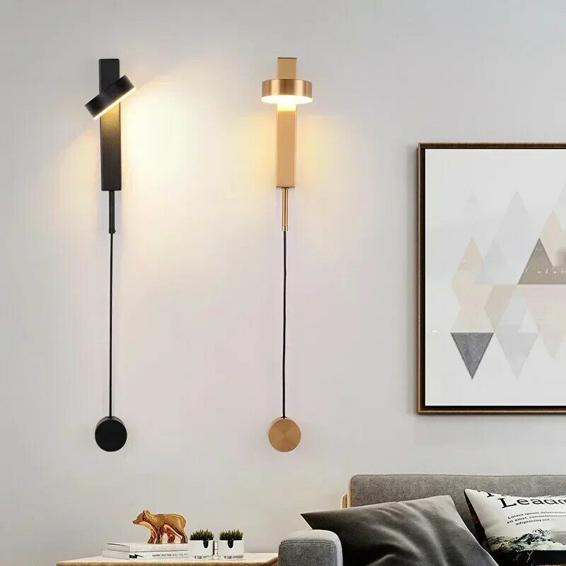 Lampade da parete moderne a LED interruttore di regolazione della rotazione minimalista applique da parete estetica per interni per la casa soggiorno comodino studio Light Decor