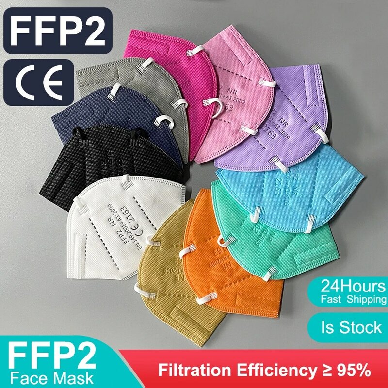 Mascarilla FFP2 KN95 de 5 capas, máscara Facial transpirable, antipolvo y antiniebla, con filtro, CE