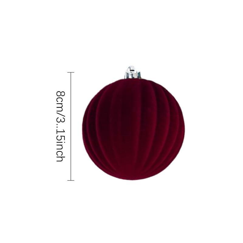8cm 12pcs Christmas Balls Ornaments Wine Red Flocking Christmas Tree Party Decoration New Year Christmas Spheres 2024