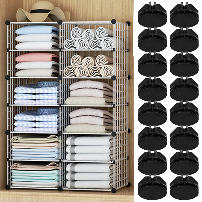 16pcs Easy To Assemble Reliable Practical Wire Cube Connector Sturdy Replacement Shelves Removed For Modular Closet Storage Unit