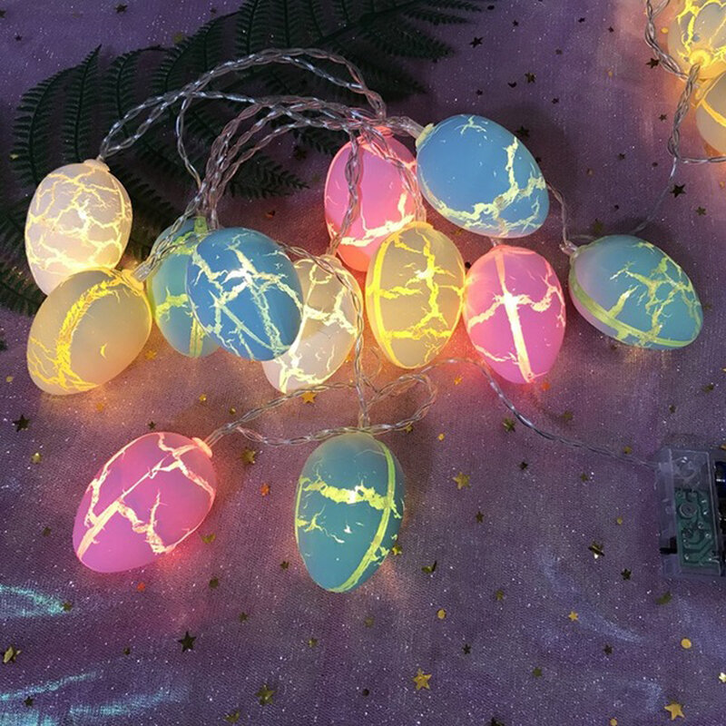 Ovos de Páscoa transparente Luzes, Warm White Battery Power, 3V, IP42, PVC, Decoração do partido, Halloween, Padrão Crack