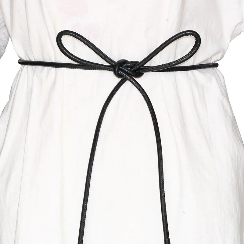 Cinturón de cuerda redondo sin agujeros para mujer, correa de cintura anudada, cadena de cintura de Color sólido, moda