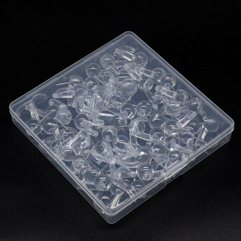 Bulletin Thumbtack Map Pin with Plastic Box Versatile Office Home Supplies 50pcs Push Pin with Hook Plastic Box for Cork