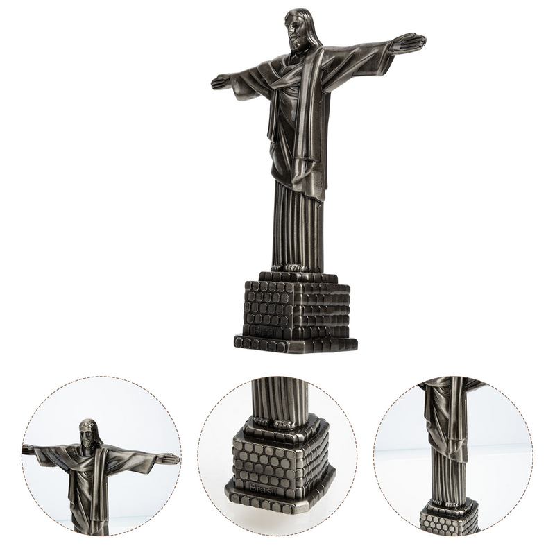 Statua della vergine maria decorazione religiosa di gesù gesù statuetta sacra ornamento cristiano modello di simulazione della chiesa in lega