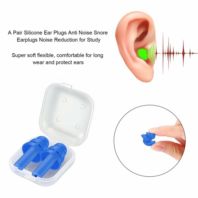 A Pair Soft Silicone Ear Plugs Sound Insulation Ear Protection Earplugs Anti-noise Plugs Foam Soft Noise Reduction Storage Box