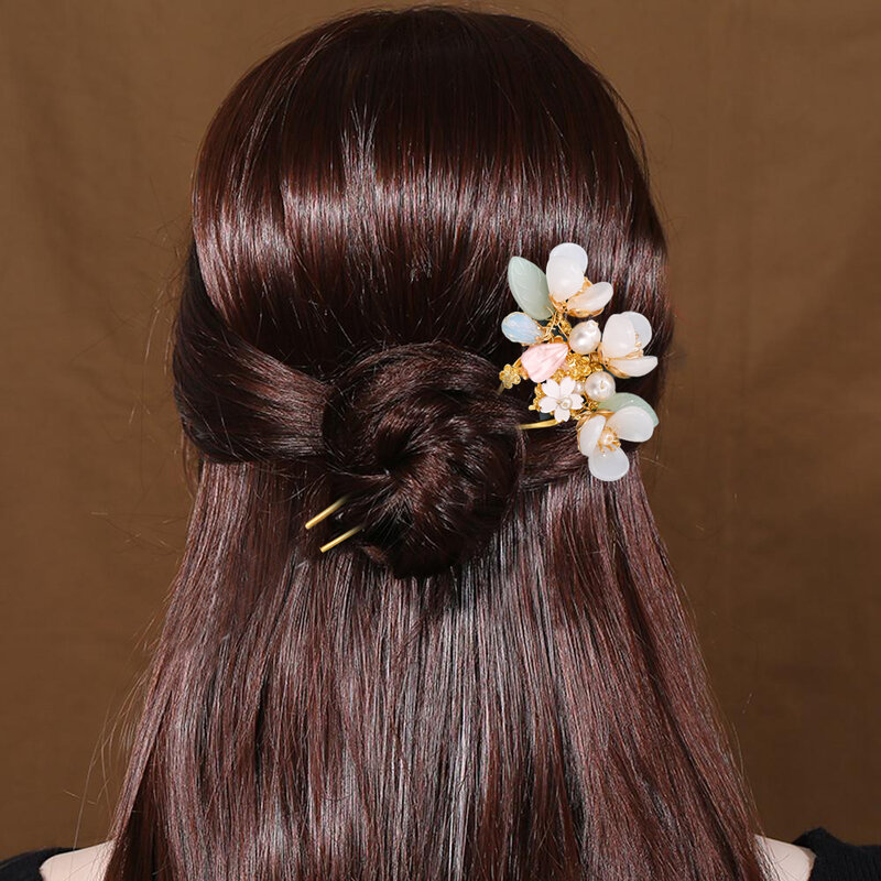 Vintage prosta ślubna ozdoba na głowę kwiat ślubny przybory do stylizowania włosów peruka perłowa szpilka w kształcie litery U