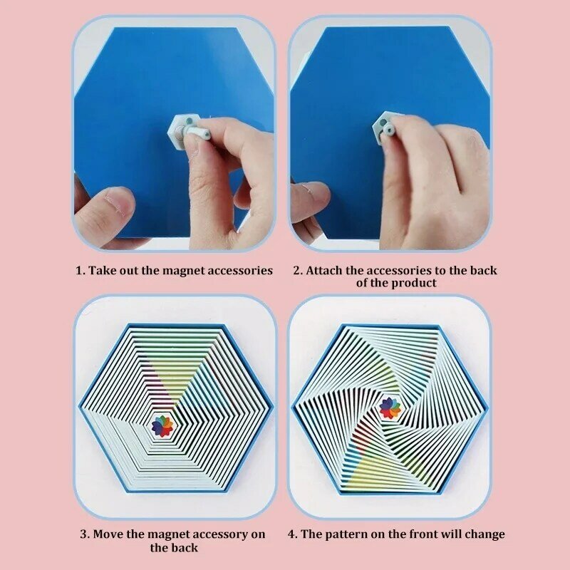 Novità 3D Print Illusion Hexagons Fidget Spinner per bambini con magneti creativo fai da te bambini giocattolo Antistress adulti regalo Antistress