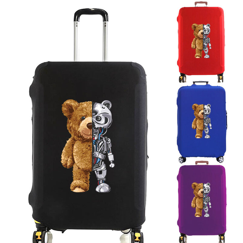 Luggage Cover Suitcase Protector Robot Bear Pattern Thicken Elasticity Dust Cover Anti-Scratch Protective Set 18-32 Inch Trolley