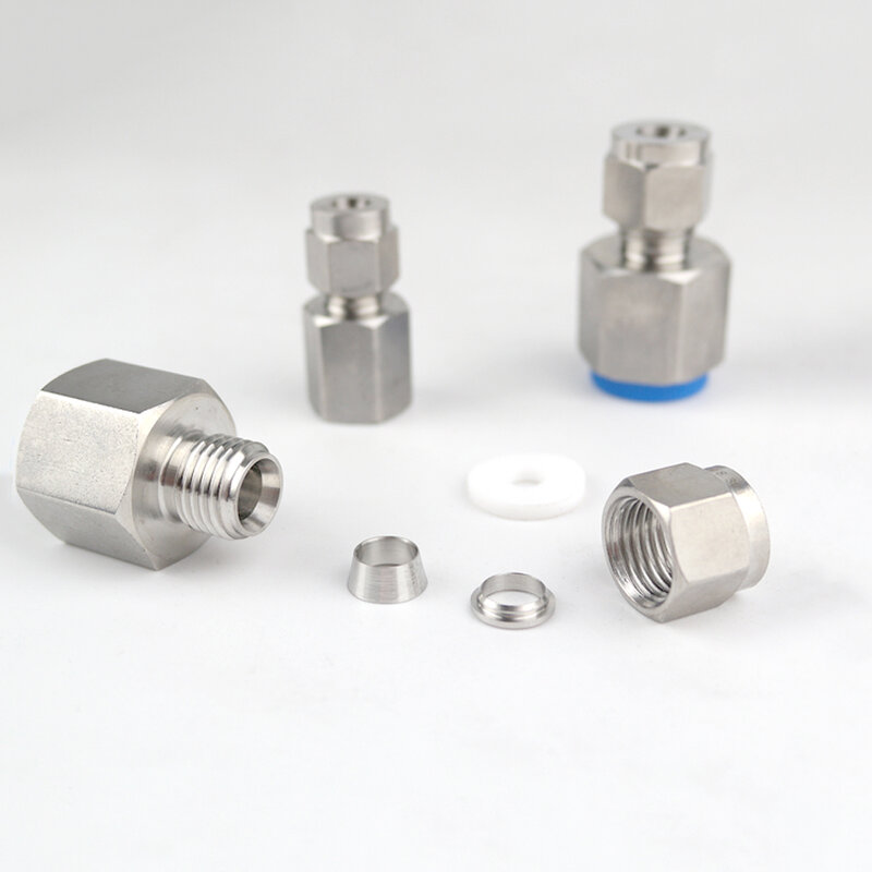 1/8" 1/4" 3/8" 1/2" BSPP Female x Inch Tube Double Ferrule Compression Union Connector Stainless 304