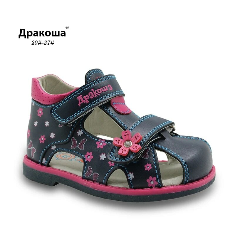 Apakowa-Sandalias clásicas de piel sintética para niños y niñas, zapatos a la moda de verano, con mariposa y soporte para el arco