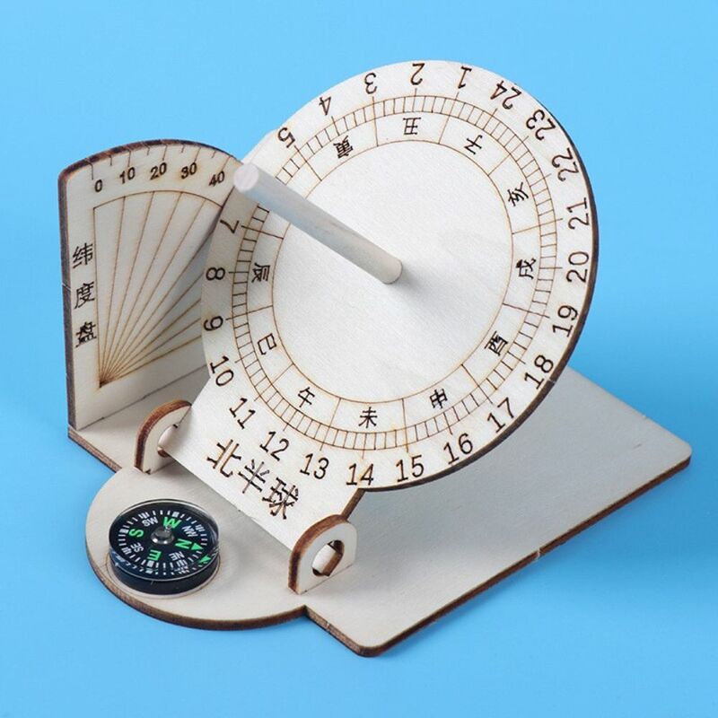 Orologio parasole equatoriale modello scientifico in legno aiuto didattico fai da te giocattoli educativi per accessori da scrivania per bambini