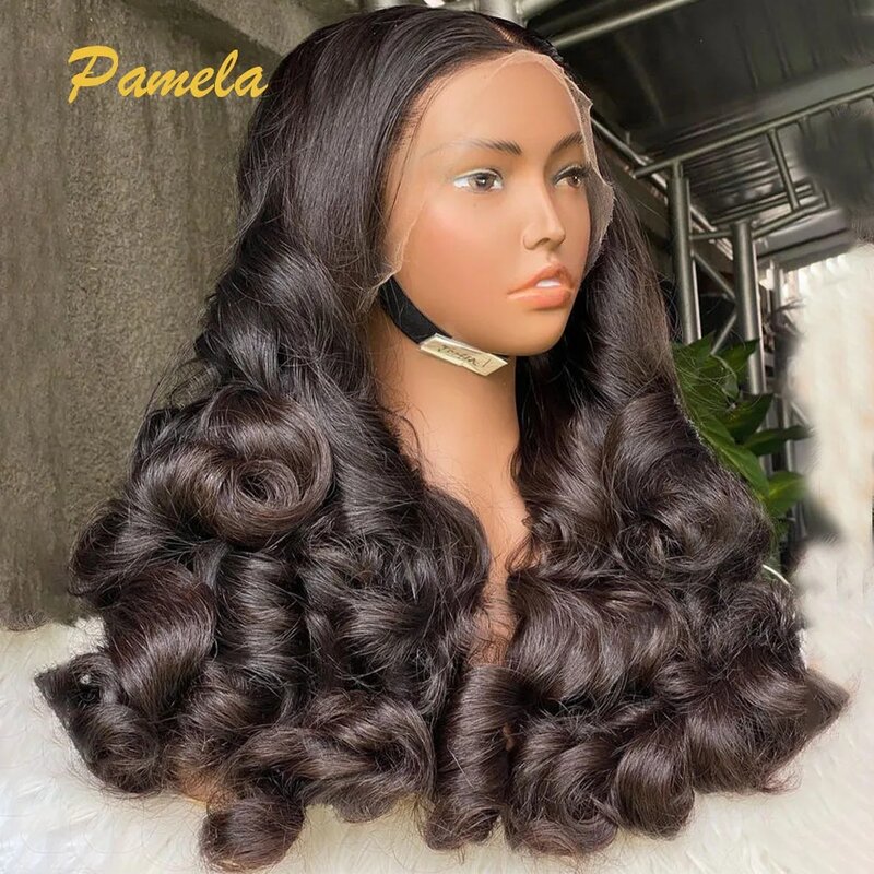 Super Double Drawn 250% Density Loose Wave 13X6 Transparent Lace Front Glueless Wig Human Princess Hair Ready To Go PrePlucked