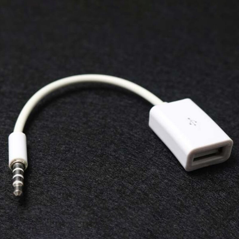 Áudio AUX 3,5 mm macho para USB 2.0 tipo-A fêmea adaptador conversor OTG