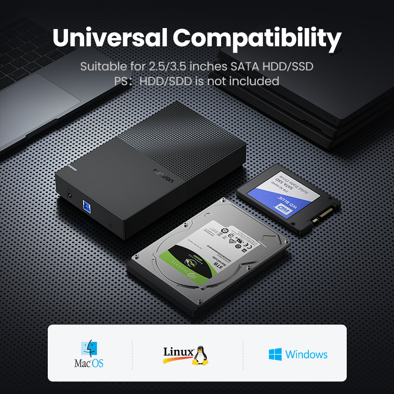 Ugreen HDD 케이스 3.5 2.5 SATA to USB 3.0 어댑터 SSD 디스크 용 외장 하드 드라이브 인클로저 리더 HDD 박스 케이스 HD 3.5 HDD 케이스