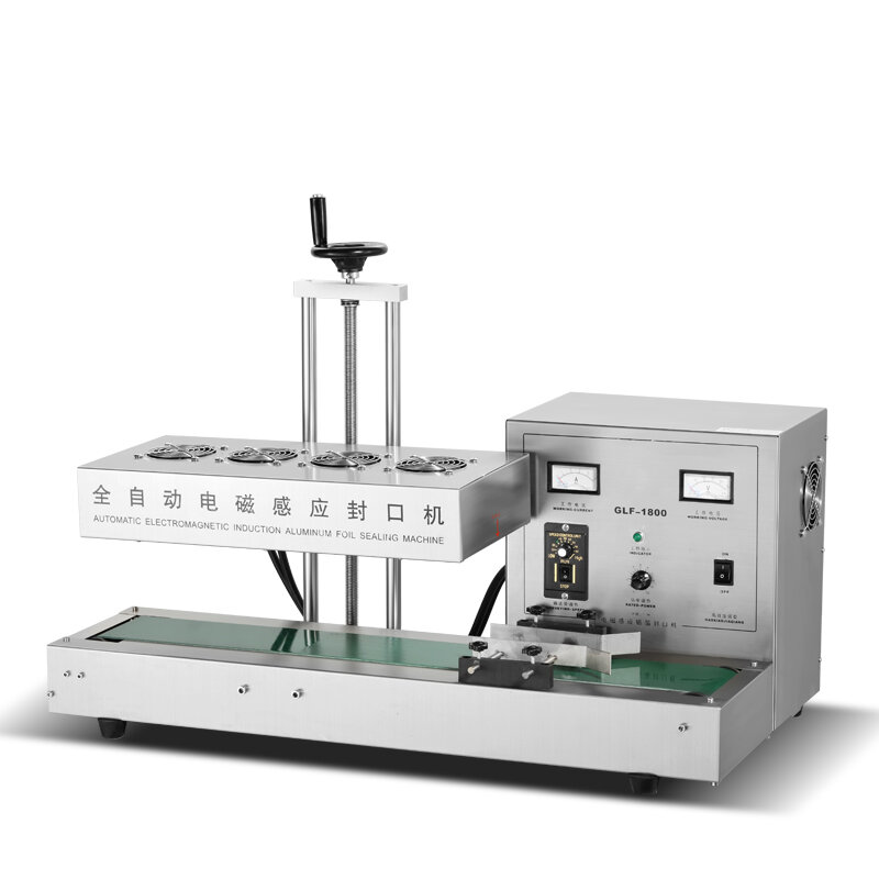 Máquina de sellado de tapado de papel de aluminio continuo, inducción magnética eléctrica, GLF-1800